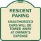 Signmission Tow Away Resident Parking Unauthorized Cars Will Be Towed Away at Owners Expense, TG-1818-22805 A-DES-TG-1818-22805 - alternate 1